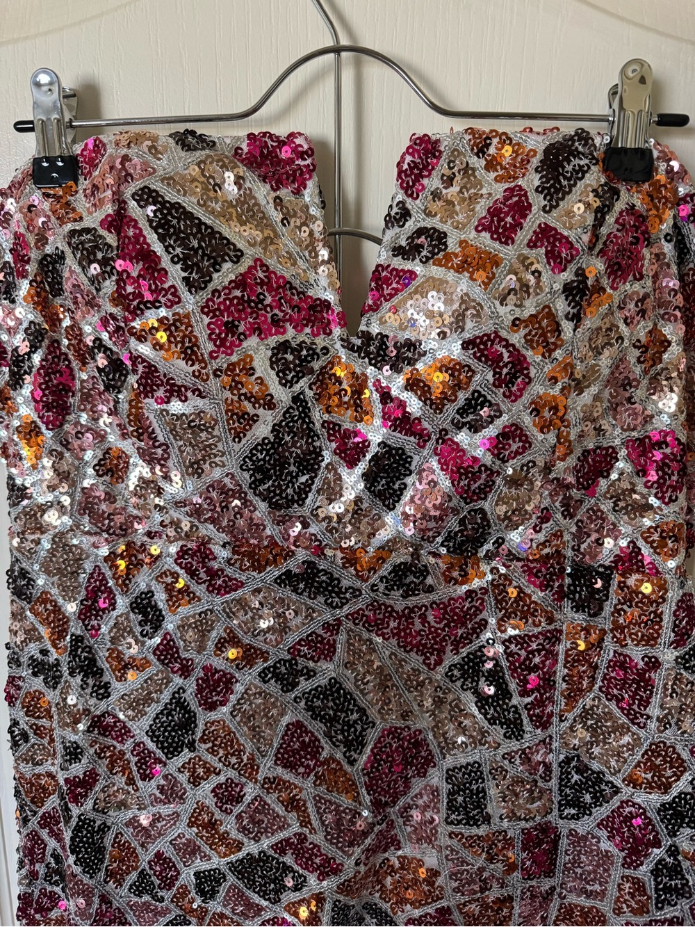 Sequin Mosaic Strapless Dress - Multicolor